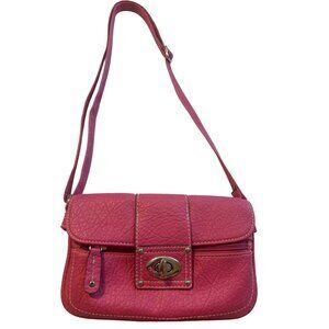 Rosetti Pink Faux Leather Crossbody Bag With Adjustable Strap & Turn Lock Closur